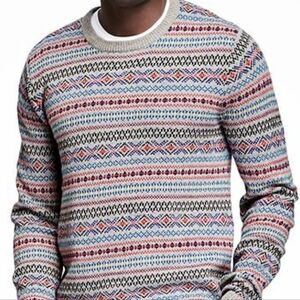 Old Navy Mens Fair Isle Wool Blend Sweater Size XL Multicolor Crew Neck Nordic